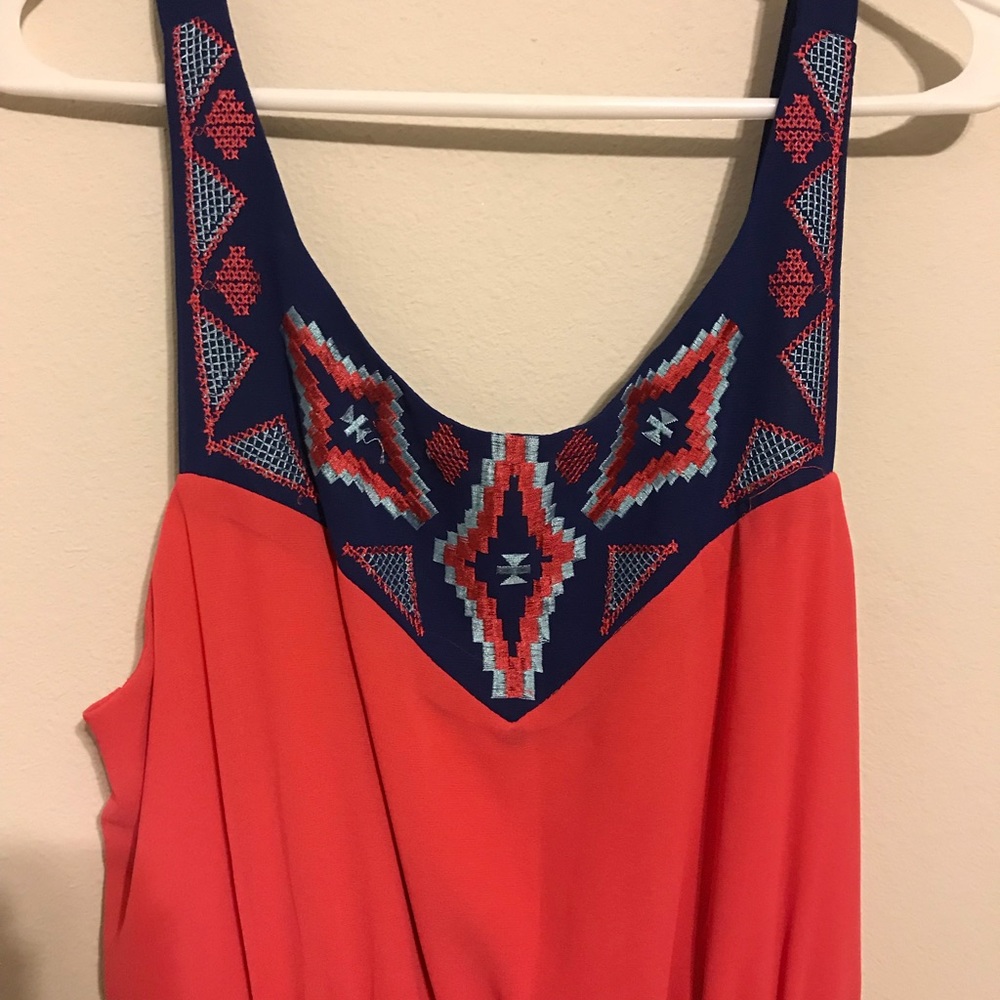 Beautiful blue and coral maxi dress